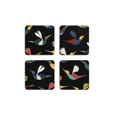 HappyTrays Untersetzer aus Holz 9 x 9 cm doppelseitig - 4er Set